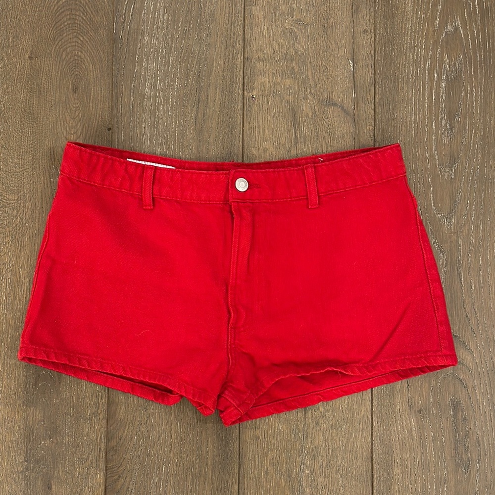 Zara Red Denim Mini Shorts